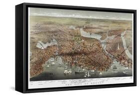 Map: Boston, c1873-Currier & Ives-Framed Stretched Canvas