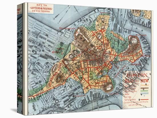 Map: Boston, c1880-Justin Winsor-Stretched Canvas