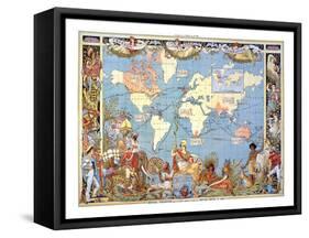Map: British Empire, 1886-Walter Crane-Framed Stretched Canvas