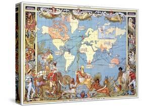 Map: British Empire, 1886-Walter Crane-Stretched Canvas