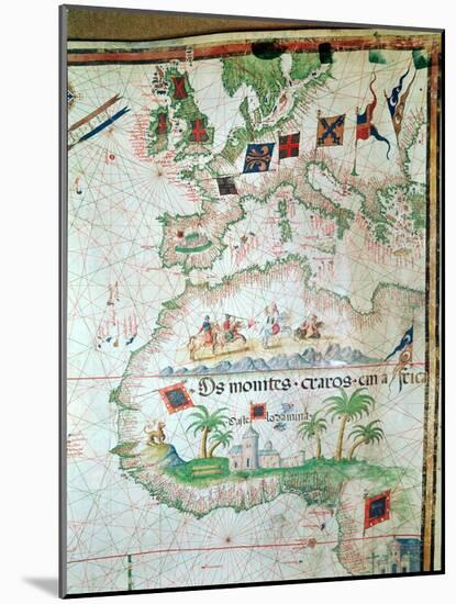 Map by Bastian Lopez Showing Europe, the British Isles and Part of Africa, Portuguese, 1558-Bastiaim Lopez-Mounted Giclee Print