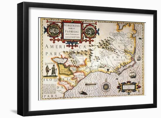 Map: Colonial America,-Jodocus Hondius-Framed Giclee Print