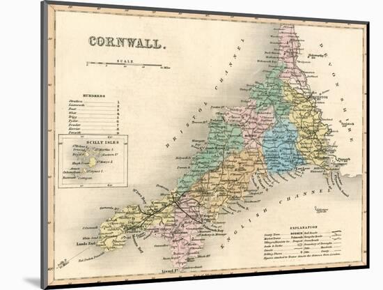 Map, Cornwall C1857-null-Mounted Photographic Print