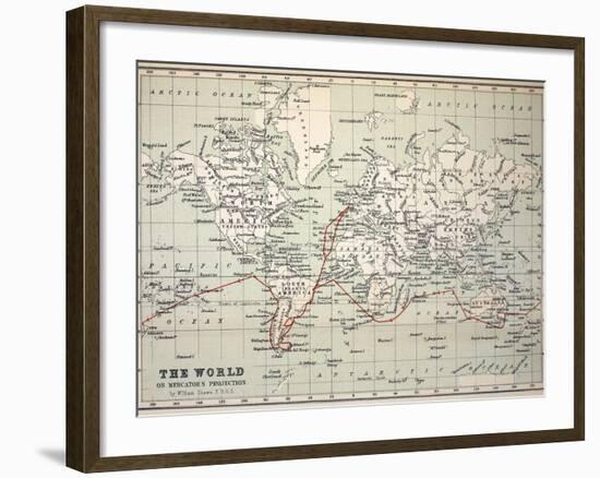 Map Darwin's Beagle Voyage South America-Paul Stewart-Framed Photographic Print