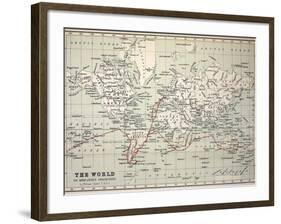 Map Darwin's Beagle Voyage South America-Paul Stewart-Framed Photographic Print