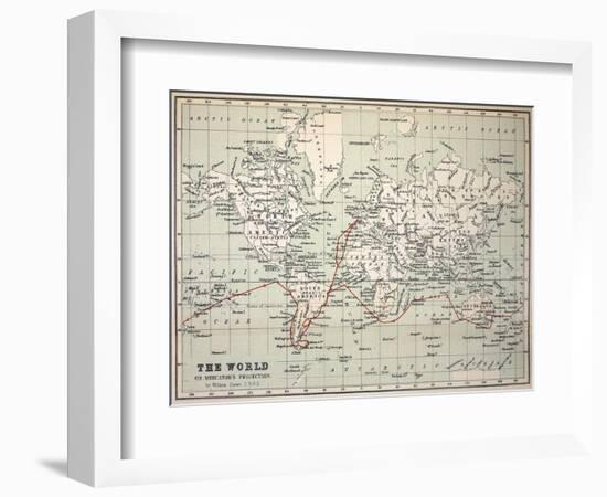 Map Darwin's Beagle Voyage South America-Paul Stewart-Framed Photographic Print