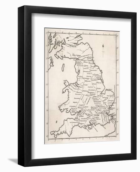 Map Depicting the Network of Roman Settlements in Britain-null-Framed Art Print