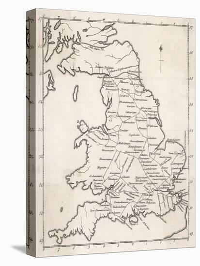 Map Depicting the Network of Roman Settlements in Britain-null-Stretched Canvas