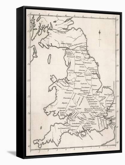 Map Depicting the Network of Roman Settlements in Britain-null-Framed Stretched Canvas