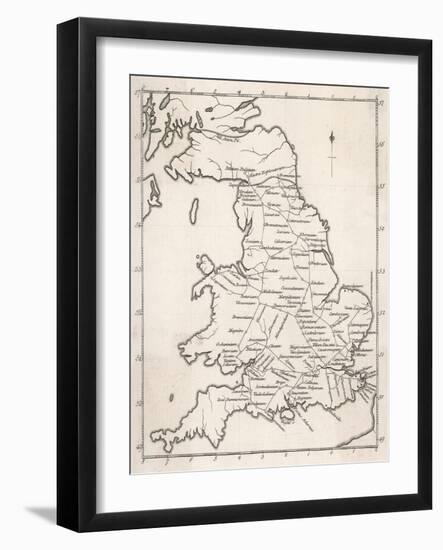 Map Depicting the Network of Roman Settlements in Britain-null-Framed Art Print