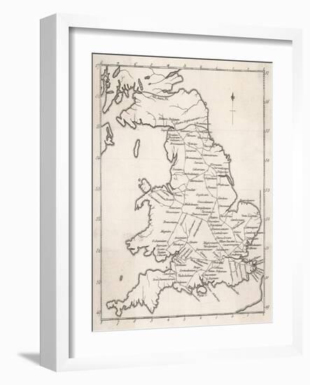 Map Depicting the Network of Roman Settlements in Britain-null-Framed Art Print