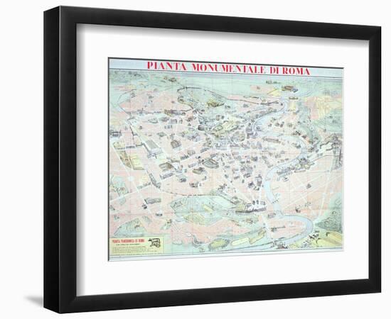 Map Depicting the Principal Monuments of Rome, C.1950-null-Framed Giclee Print