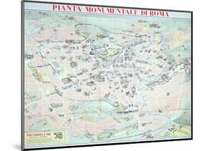 Map Depicting the Principal Monuments of Rome, C.1950-null-Mounted Giclee Print