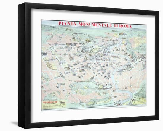 Map Depicting the Principal Monuments of Rome, C.1950-null-Framed Giclee Print