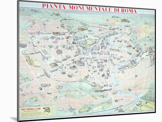 Map Depicting the Principal Monuments of Rome, C.1950-null-Mounted Giclee Print