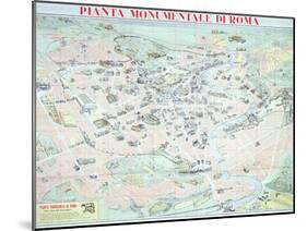 Map Depicting the Principal Monuments of Rome, C.1950-null-Mounted Giclee Print