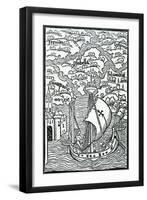 Map Describing the Islands of Salvador, Espanola, Fernanda, Isabella and Conception, 1493-Christopher Columbus-Framed Premium Giclee Print