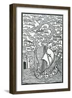 Map Describing the Islands of Salvador, Espanola, Fernanda, Isabella and Conception, 1493-Christopher Columbus-Framed Giclee Print