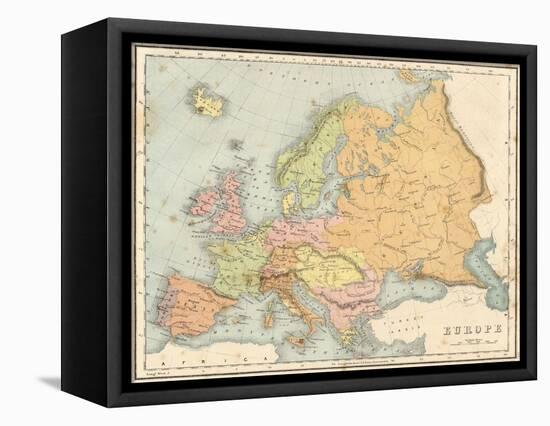 Map, Europe C1840-J Brown-Framed Stretched Canvas