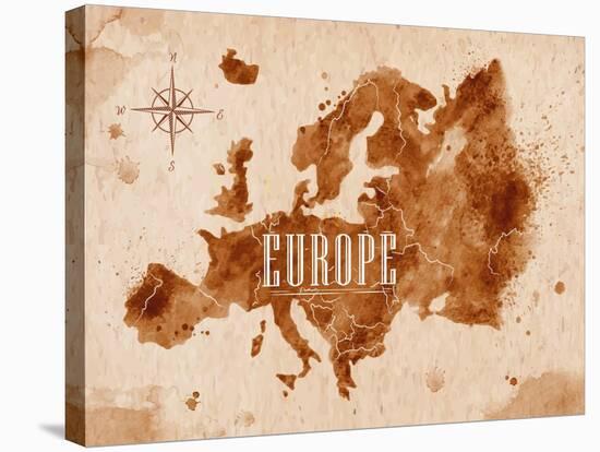 Map Europe Retro-anna42f-Stretched Canvas