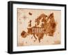 Map Europe Retro-anna42f-Framed Art Print