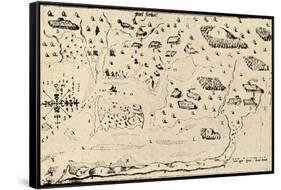 Map from Voyages of Samuel De Champlain-null-Framed Stretched Canvas