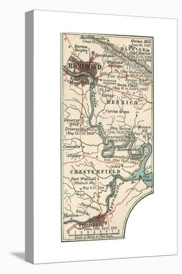 Map Illustrating Battles of the American Civil War Held around the Richmond, Virgina Area-Encyclopaedia Britannica-Stretched Canvas