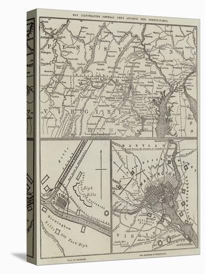 Map Illustrating General Lee's Advance into Pennsylvania-John Dower-Stretched Canvas