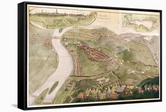 Map Illustrating the Capture of Buda, 1686-null-Framed Stretched Canvas