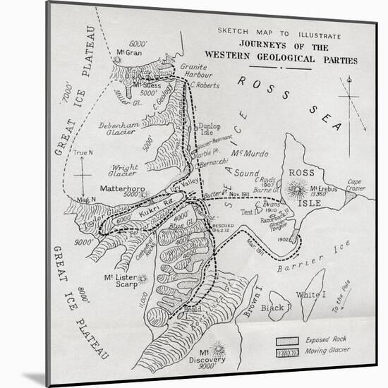 Map Illustrating the Journeys of the Western Geological Parties-null-Mounted Giclee Print