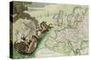 Map Illustrating the Naval Attack on England by Napoleon Bonaparte circa 1803-04-null-Stretched Canvas