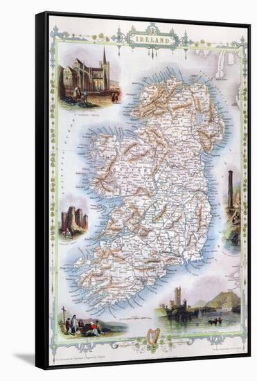 Map: Ireland, 1851-null-Framed Stretched Canvas