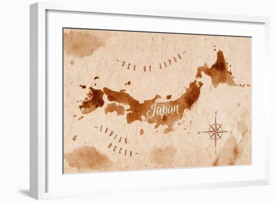 Map Japan Retro-anna42f-Framed Art Print