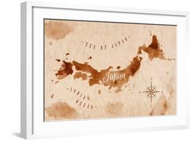 Map Japan Retro-anna42f-Framed Art Print