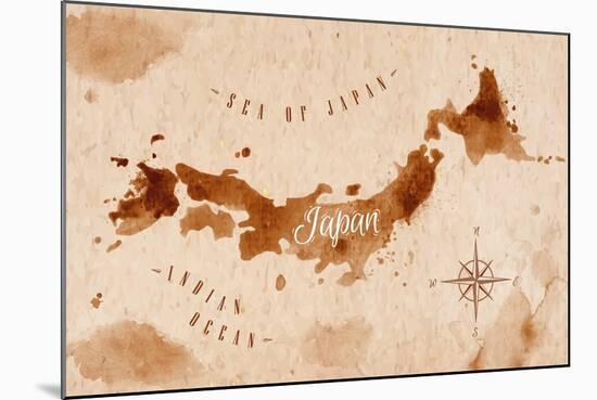Map Japan Retro-anna42f-Mounted Art Print