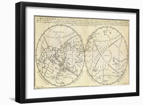 Map Marking Transit of Venus, 1770-Science Source-Framed Giclee Print