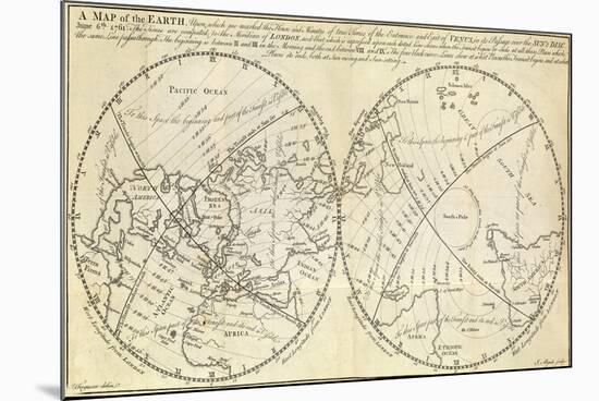 Map Marking Transit of Venus, 1770-Science Source-Mounted Giclee Print