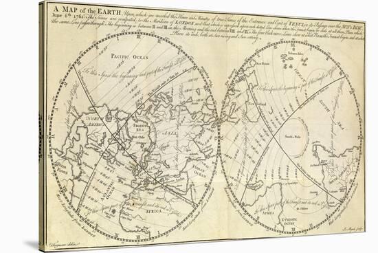 Map Marking Transit of Venus, 1770-Science Source-Stretched Canvas