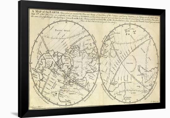 Map Marking Transit of Venus, 1770-Science Source-Framed Premium Giclee Print