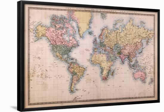 Map - Mercators Projection-null-Framed Poster