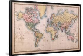 Map - Mercators Projection-null-Framed Poster