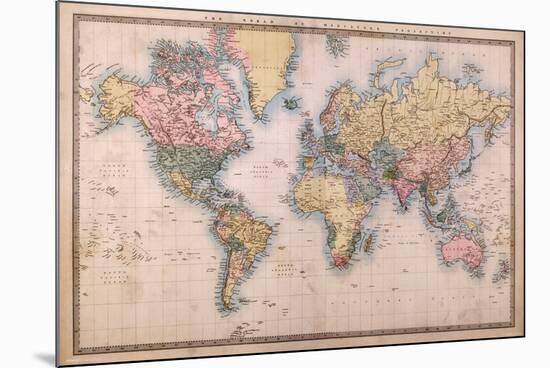 Map - Mercators Projection-null-Mounted Poster