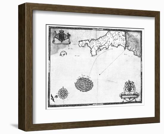 Map No. 1 Showing the Route of the Armada Fleet, Engraved by Augustine Ryther, 1588-Robert Adams-Framed Giclee Print