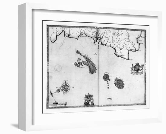 Map No.3 Showing the route of the Armada fleet, engraved by Augustine Ryther, 1588-Robert Adams-Framed Giclee Print