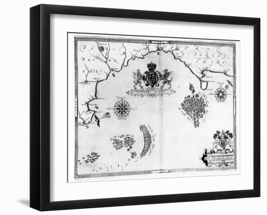 Map No.5 Showing the route of the Armada fleet, engraved by Augustine Ryther, 1588-Robert Adams-Framed Giclee Print