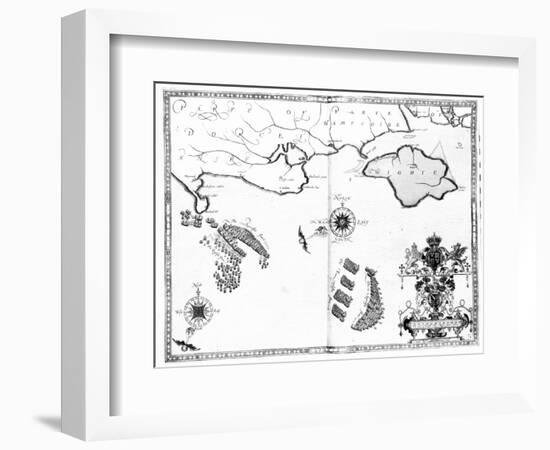 Map No.6 showing the route of the Armada fleet, engraved by Augustine Ryther, 1588-Robert Adams-Framed Giclee Print