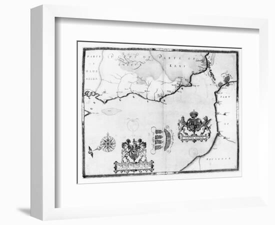 Map No.8 showing the route of the Armada fleet, engraved by Augustine Ryther, 1588-Robert Adams-Framed Giclee Print