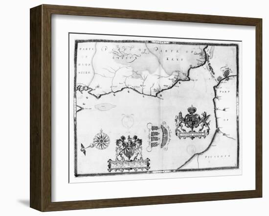 Map No.8 showing the route of the Armada fleet, engraved by Augustine Ryther, 1588-Robert Adams-Framed Giclee Print