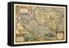 Map of a Mediterranean Island-Abraham Ortelius-Framed Stretched Canvas