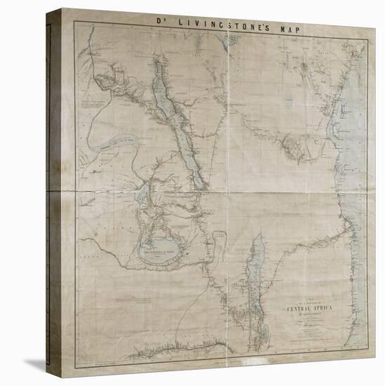 Map of a Portion of Central Africa by Livingstone, from His Own Surveys, Drawings and…-David Livingstone-Stretched Canvas